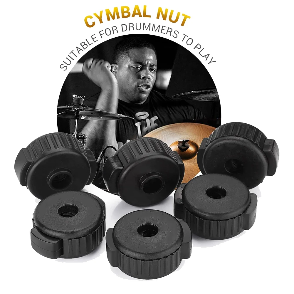 Newest 6 PCS Plastic Cymbal Nuts,Quick-Set Cymbal Nut for Percussion Drum Kit,Percussion Replacement Parts
