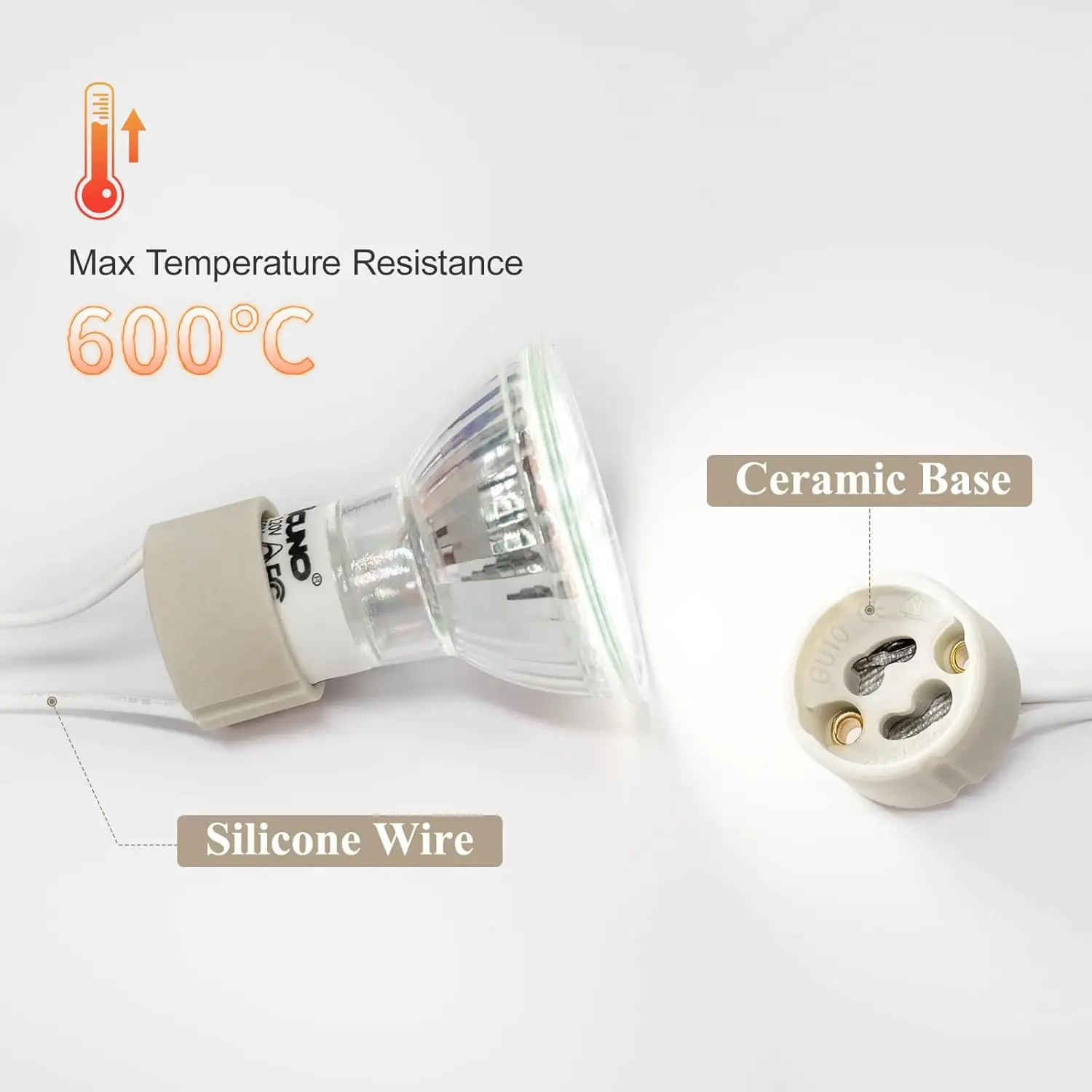 10-100 prese con base a vite standard in ceramica Portalampada GU10 con fili adatti per lampadine alogene a caldo a LED (GU10 10 pezzi)