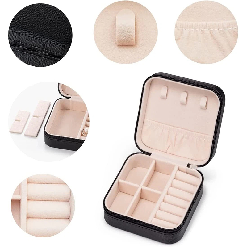 Mini scatola di immagazzinaggio di gioielli Custodia per organizzatore di collane per orecchini in pelle PU Nero Bianco Rosa Blu Portagioie per viaggi a casa