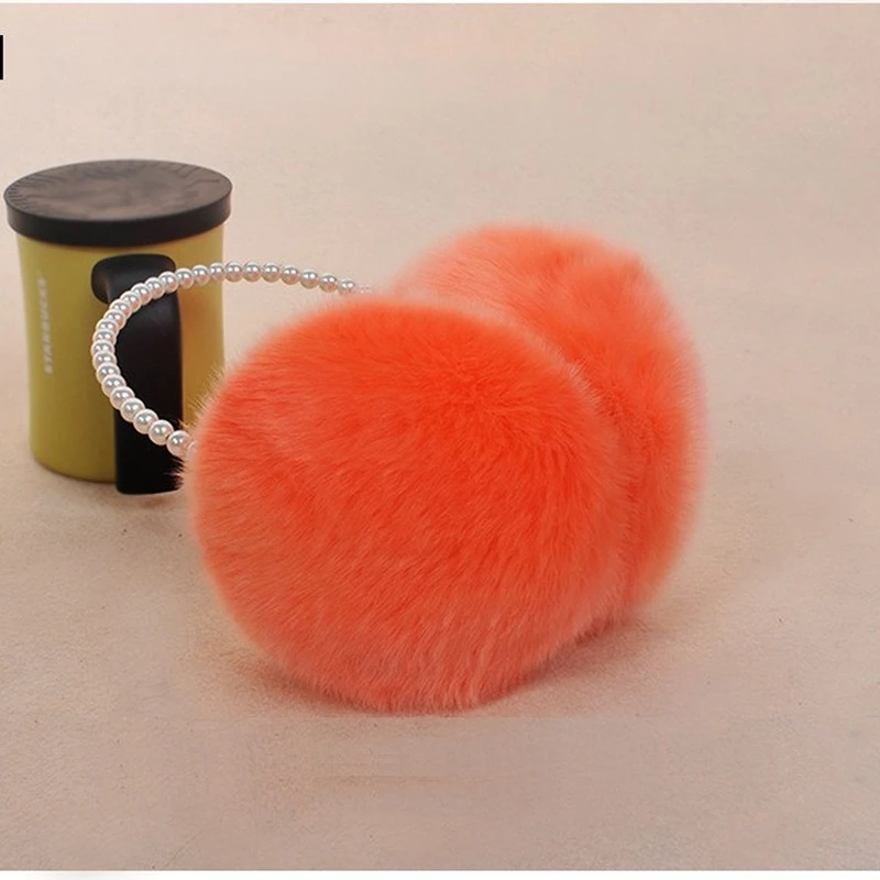 หญิงสาวฤดูหนาว Fluffy Plush Earmuffs เลียนแบบเพิร์ลลูกปัดแถบคาดศีรษะ Thicken หูอุ่นเจ้าหญิงเด็กจัดแต่งทรงผม Headwear