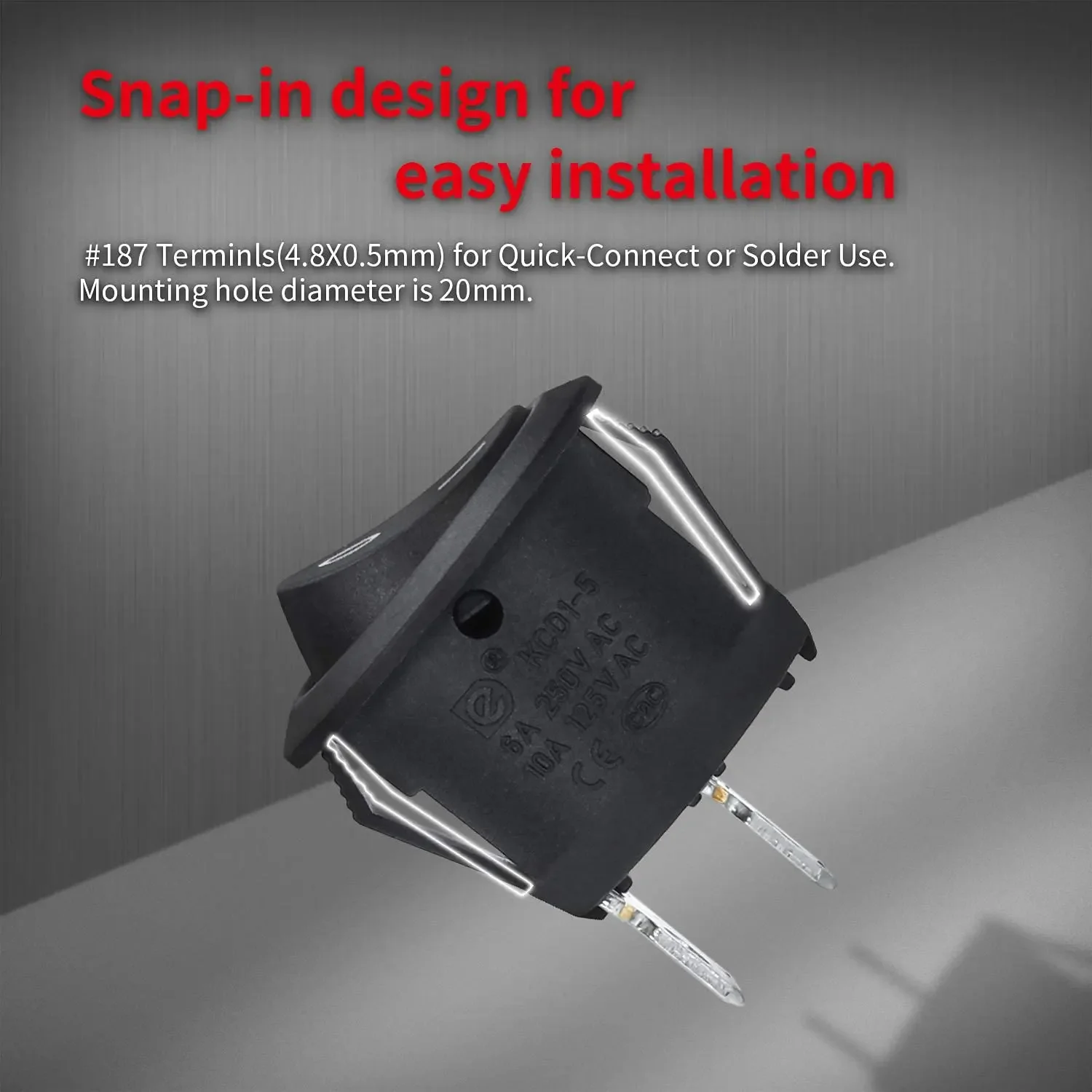 DaierTek 5PCS ON Off Runde Wippschalter SPST 20mm Mini 12 Volt DC Mini Kreis Kippschalter 12V für Auto Automotive RV 2 Pin