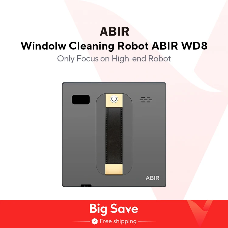 ロボット窓掃除機 ABIR WD8、デュアル水スプレー、スマートメモリ、高真空吸引、レーザーセンサー、家庭用壁ガラス掃除ロボット