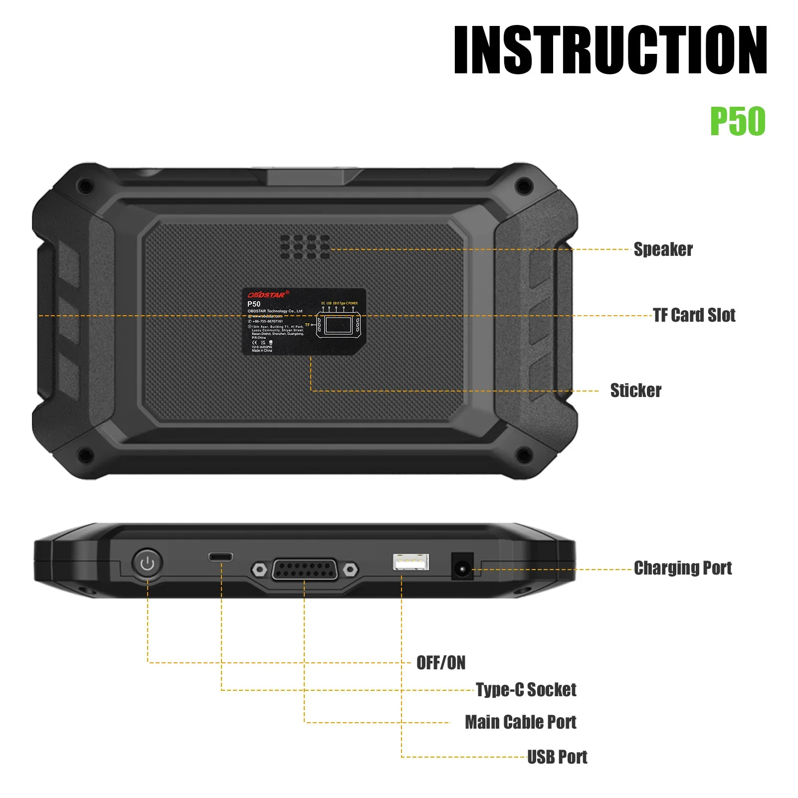 Les couvercles d'outils de réinitialisation d'airbag OBDSTAR P50 81 marques plus de 11200 + ECU, numéro de pièce. réinitialisation de la batterie de mise à jour OBD/BANC