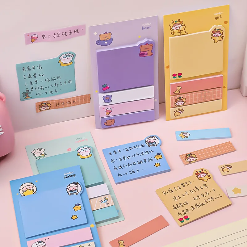 การ์ตูน Sticky Notes Kawaii น่ารัก MeMO Pad แบบพกพาป้ายดัชนีสติกเกอร์หมายเหตุเครื่องเขียนโรงเรียน