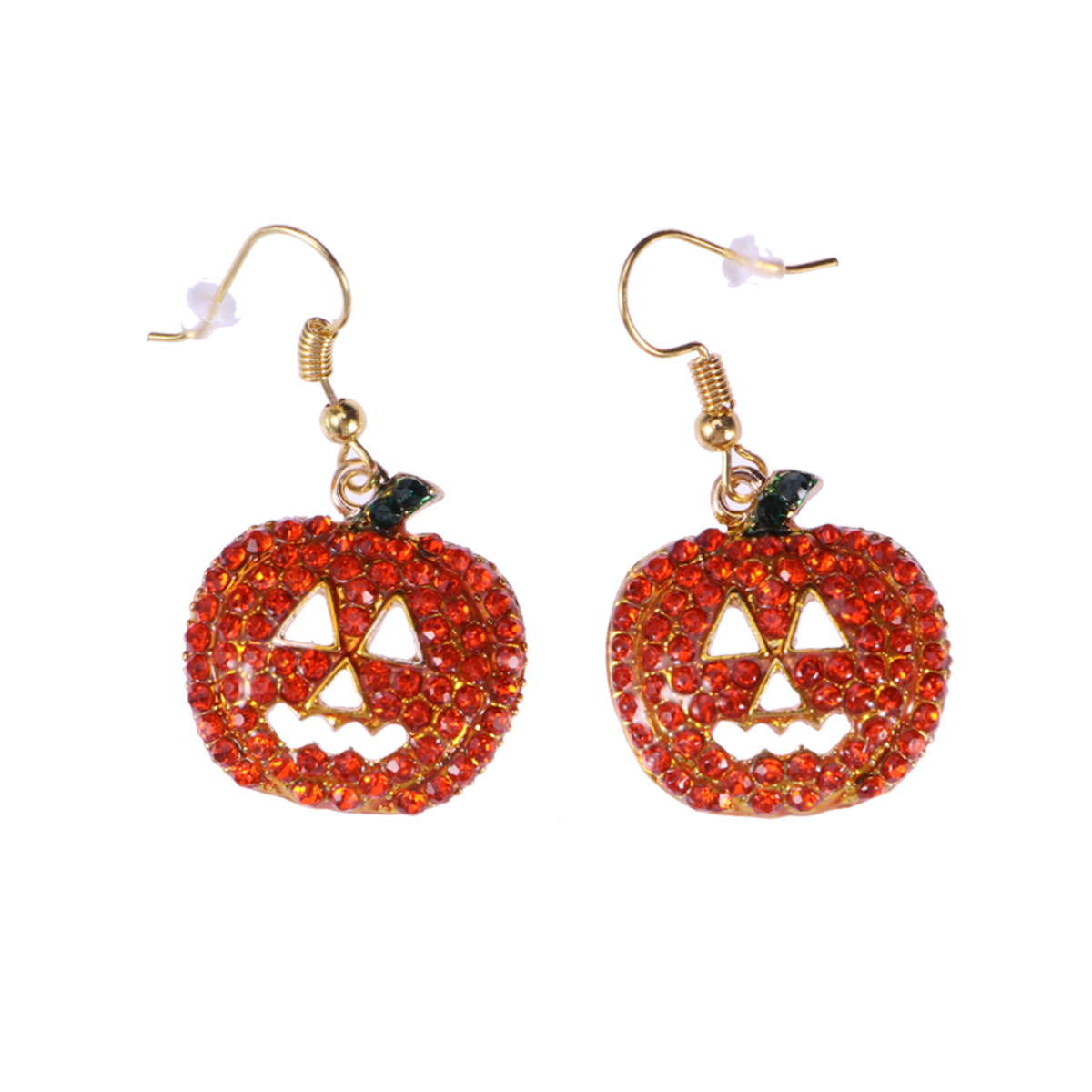 Anting Halloween Labu Merah Anting Kristal Hipoalergenik Wajah Tersenyum untuk Wanita Anak Perempuan Anting Hadiah Kencan Pesta