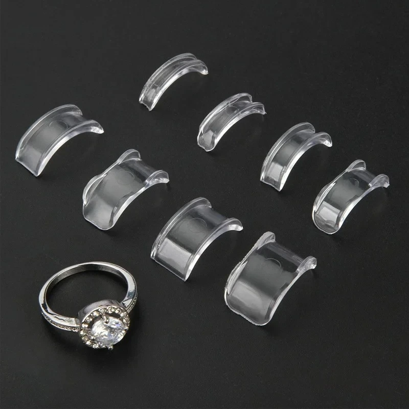 8 Sizes Silicone Invisible Clear Ring Sizer Anti-Loss Proof Invisible Ring Holder Retainer Shrinker for Large Rings