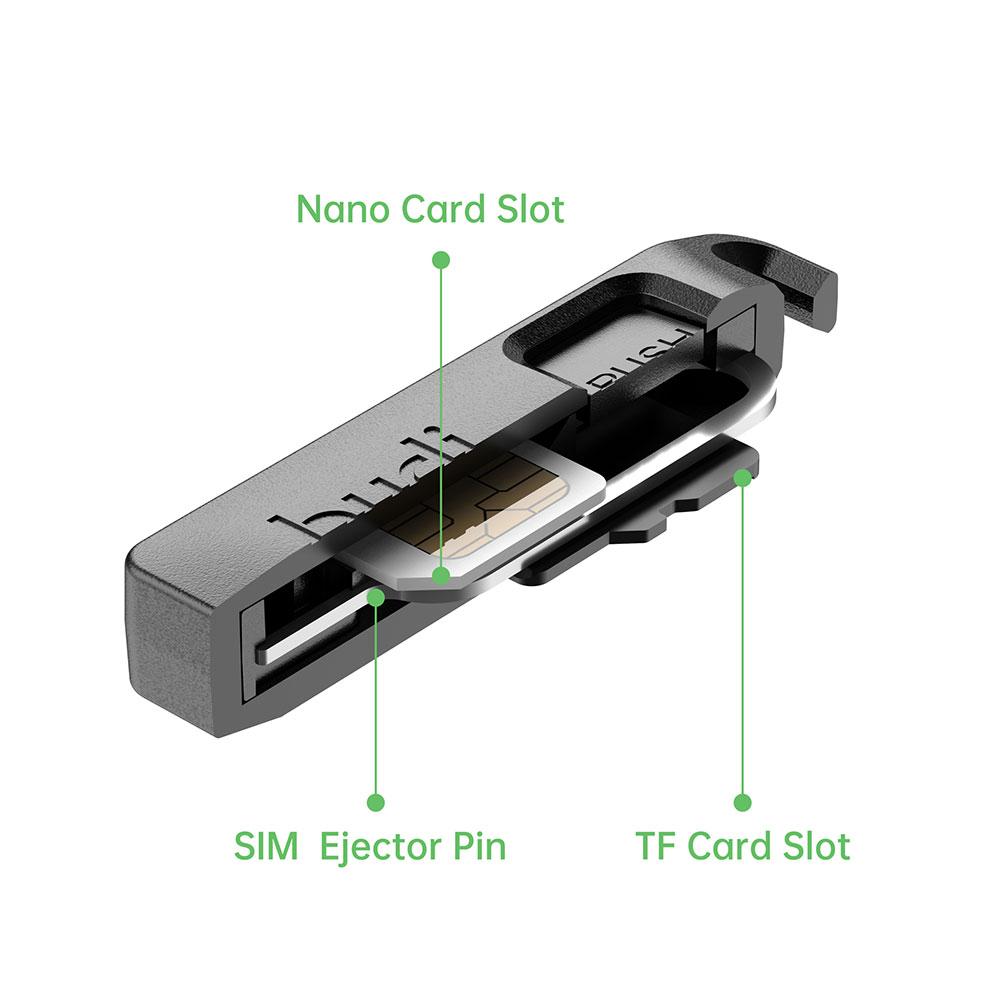 Mobile Phone BUDI SIM Card Storage Slot With Card Ejector Pin With Anti-Lost Lanyard Universal SIM Card Removal Meedle Pin Tray
