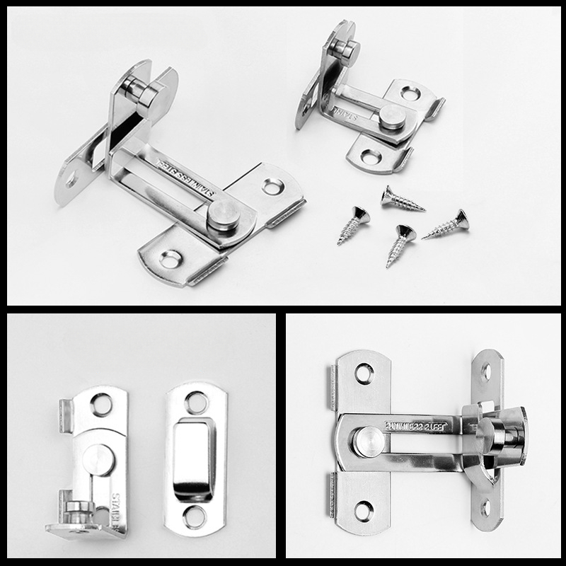 1PC Door Lock 90 Degree Barn Bolt Cast Stainless Steel Hook Latch Window Cabinet Locks with Screws Right Angle Sliding Gate Lock