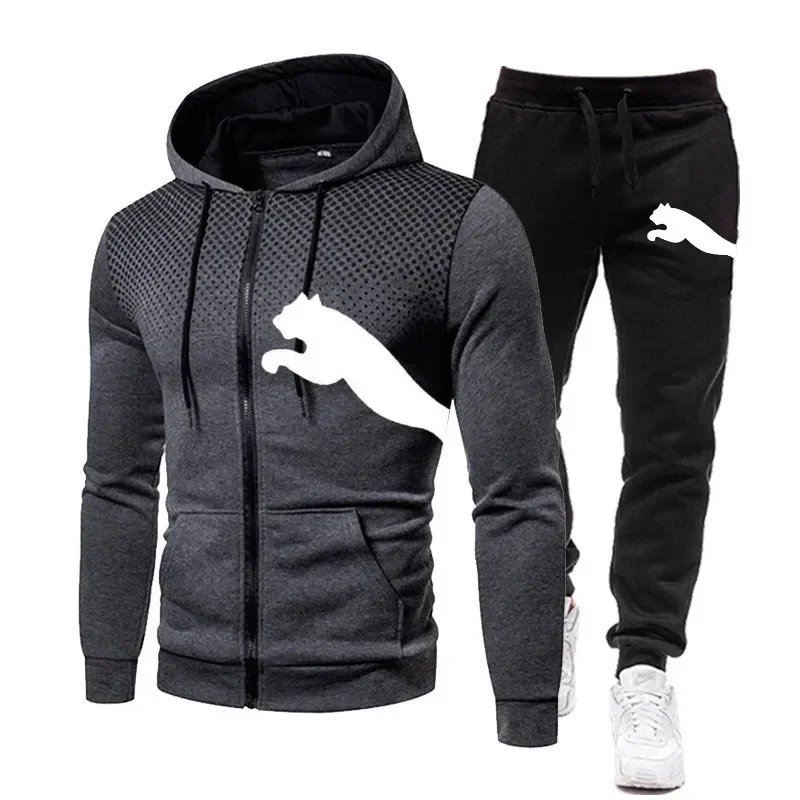 Conjuntos de moletons roupas masculinas moda outono/inverno roupas de grife com capuz jaqueta + calças terno jogging roupas esportivas terno de duas peças