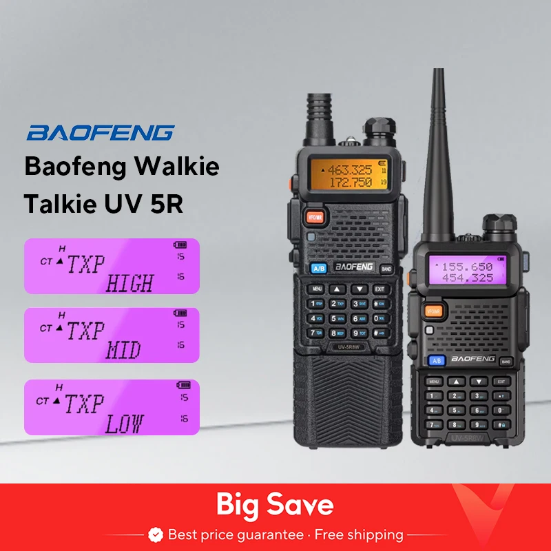 Baofeng Walkie Talkie UV 5R 5W 8W Dual Band Ham Radio bidirezionale Vhf Uhf Radio FM ricetrasmettitore portatile caccia 16KM