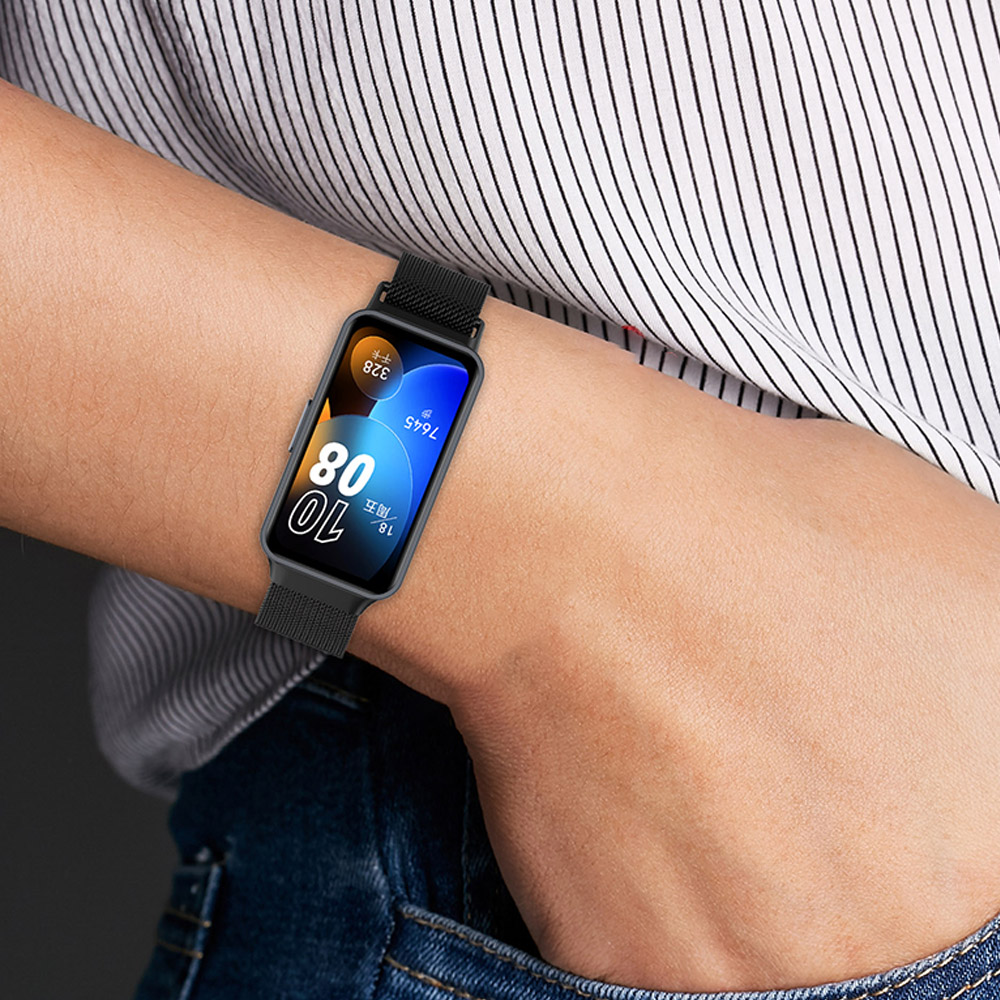 Huawei用磁気ストラップ,9バンド,ミラネーゼループ,ステンレススチール,Huawei Band8用リストバンド,NFCアクセサリー