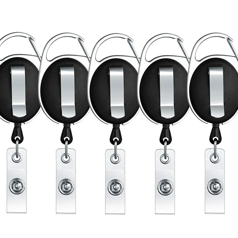 5PCS Retractable Reel ID Lanyard ชื่อแท็กป้ายสนับสนุน Key CHAIN Anti-Lost คลิปพยาบาลอุปกรณ์สํานักงาน
