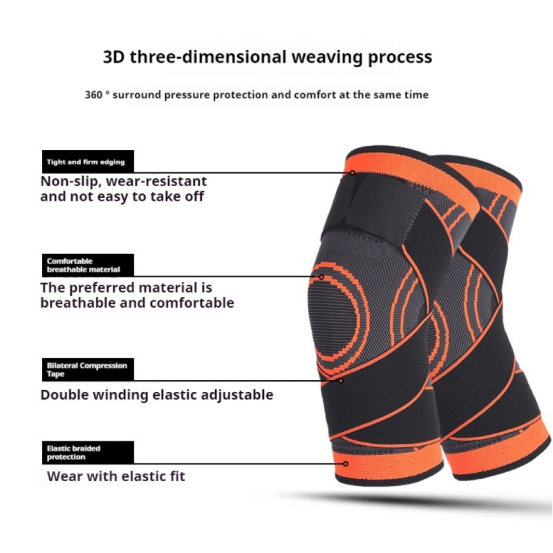 Cross-border Sports Compression Knitted Strap Nylon Knee Guard Men's and Women's Running Mountaineering Knee Guard