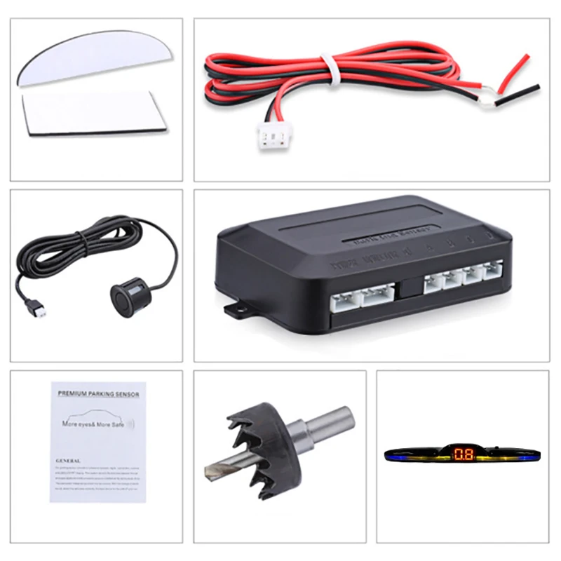 Kit de Sensor de estacionamiento de Radar múltiple, retroiluminación, sistema de pantalla LED Parktronic, Detector de Monitor de respaldo, asistente, Sensor de Radar 4/6/8