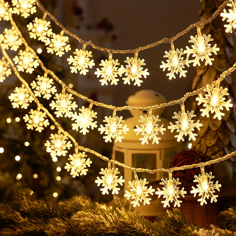3m LED Snowflake Curtain Lights, Romantic Christmas Curtain String Lights, Fairy String Lights For Home Bedroom Indoor Decor