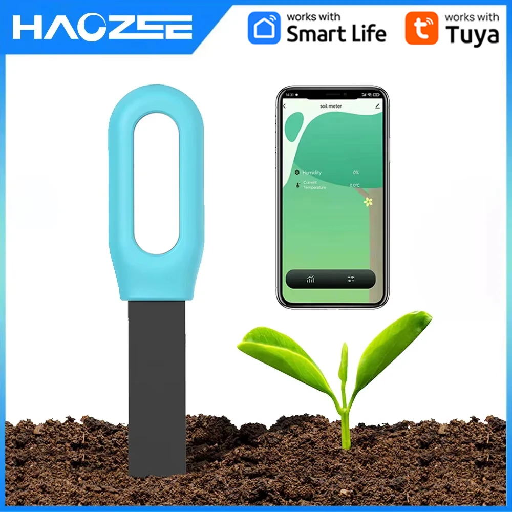 Haozee Tuya-probador inteligente de suelo con Bluetooth, medidor de temperatura y humedad, termo higrómetro, Detector de riego de automatización de jardín