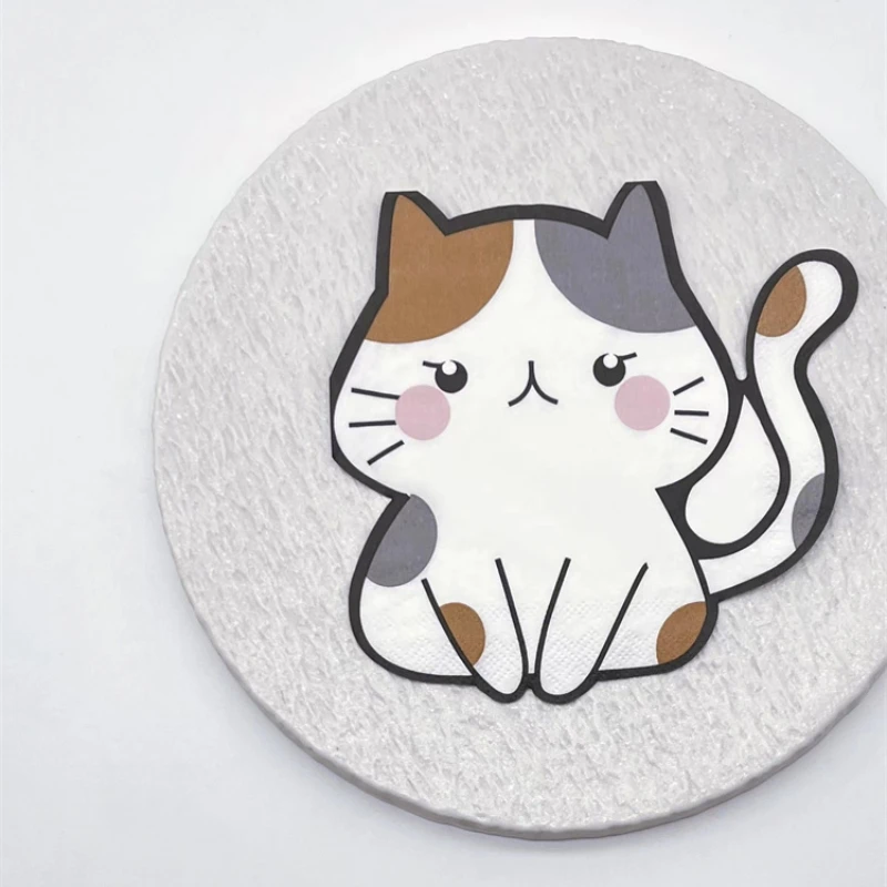 20 шт./упаковка, детские бумажные салфетки с рисунком кошки, 32 х33 см