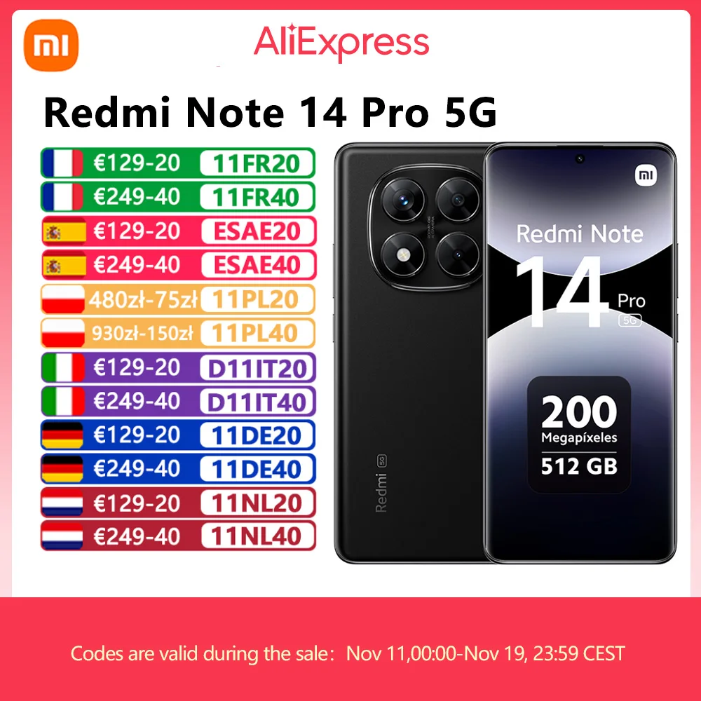 Xiaomi Redmi Note 14 Pro 5G,NFC,6,67-calowy ekran AMOLED 1,5K.,Aparat 200 MP,5110 mAh,Nie zawiera ładowarki