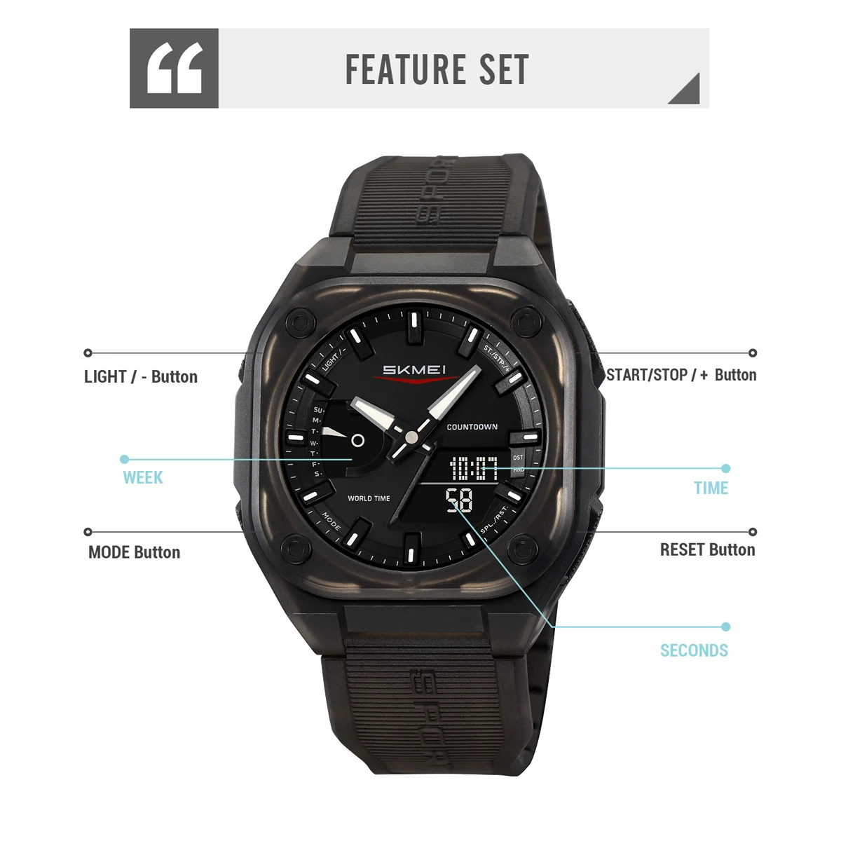 Reloj electrónico Digital SKMEI Business Orologi, relojes deportivos de moda para hombres, reloj de pulsera resistente al agua, reloj despertador, relojes Mannen