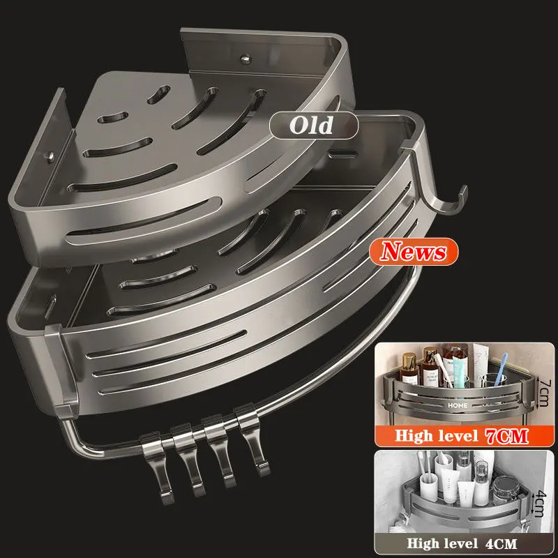 Badezimmerregale aus Aluminiumlegierung, stanzfreies, verdicktes Stativ, Wand-Eckregal, Badezimmerzubehör, Dusch-Organizer