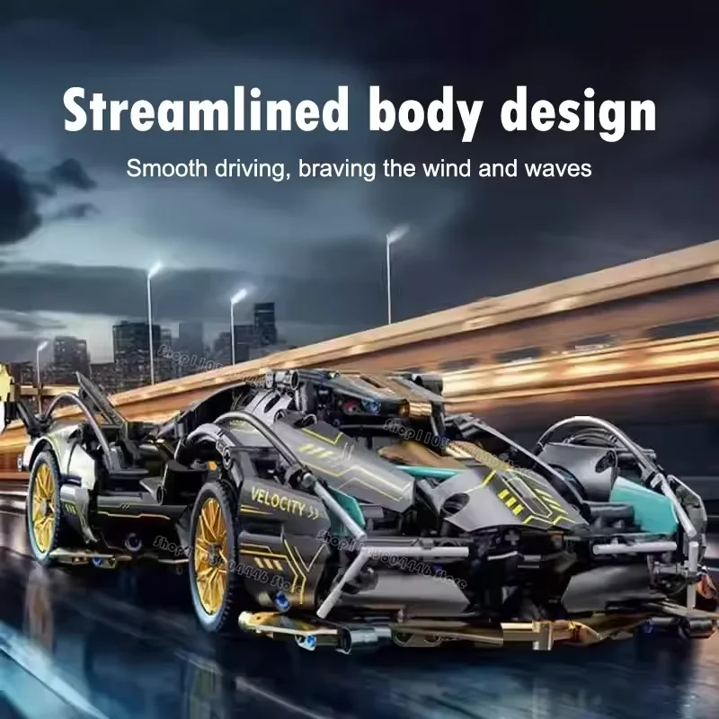 1:14 Technical Building Blocks Hypercar Racing Car Cool technology Model Assemble Vehicle Bricks Toy For Boy Child Birthday Gift