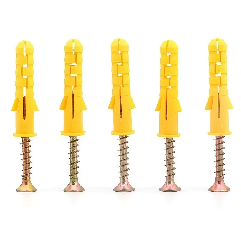 Kit surtido de tornillos y ancla para paneles de yeso, 100 Uds., 50 anclas de pared de plástico y 50 tornillos de cabeza plana Philips, tornillos galvanizados M6 y M8
