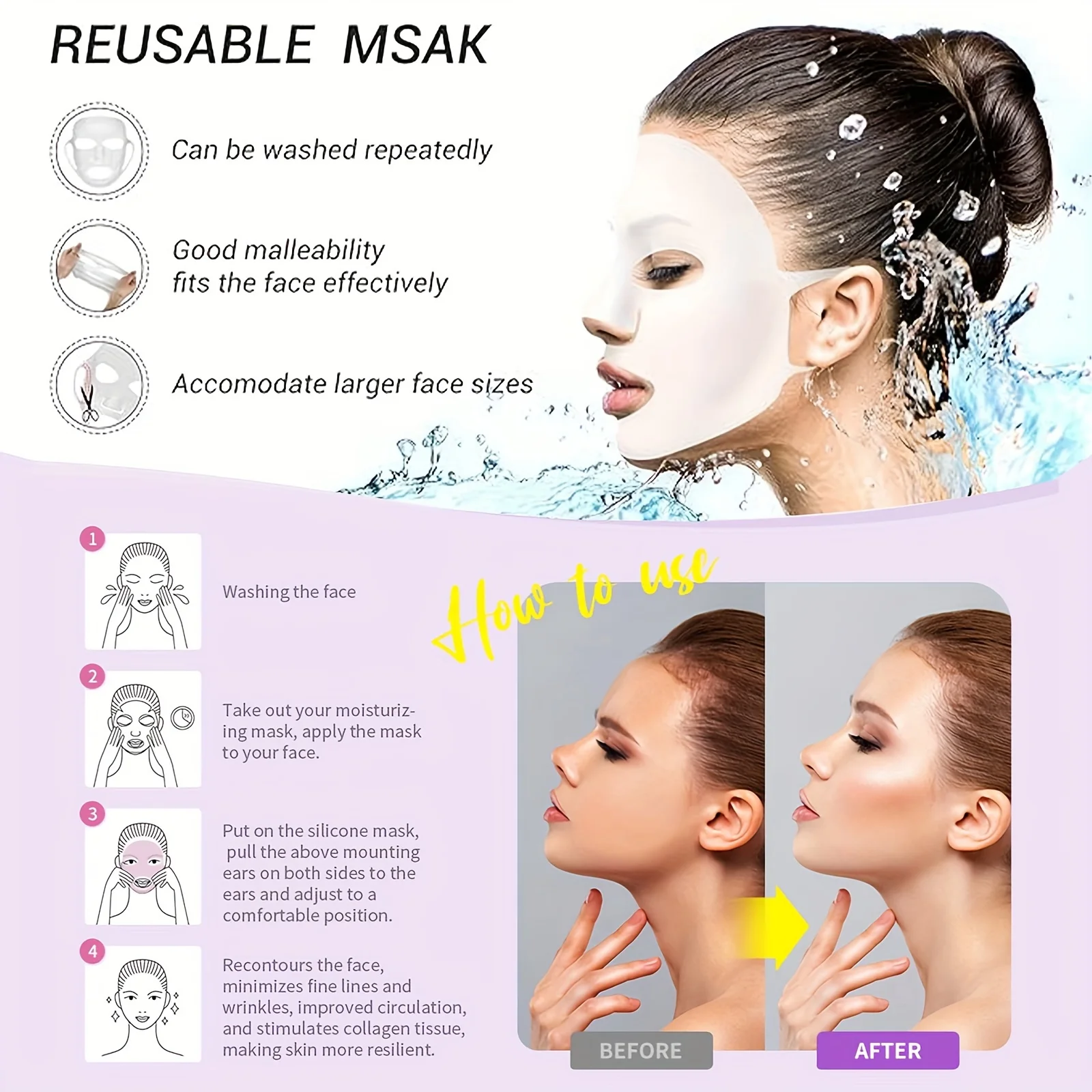 ที่ใส่หน้ากากซิลิโคน, ที่ใส่หน้ากากให้ความชุ่มชื้นแบบใช้ซ้ําได้ 3 มิติ, เครื่องมือดูแลผิวหน้ากากให้ความชุ่มชื้น