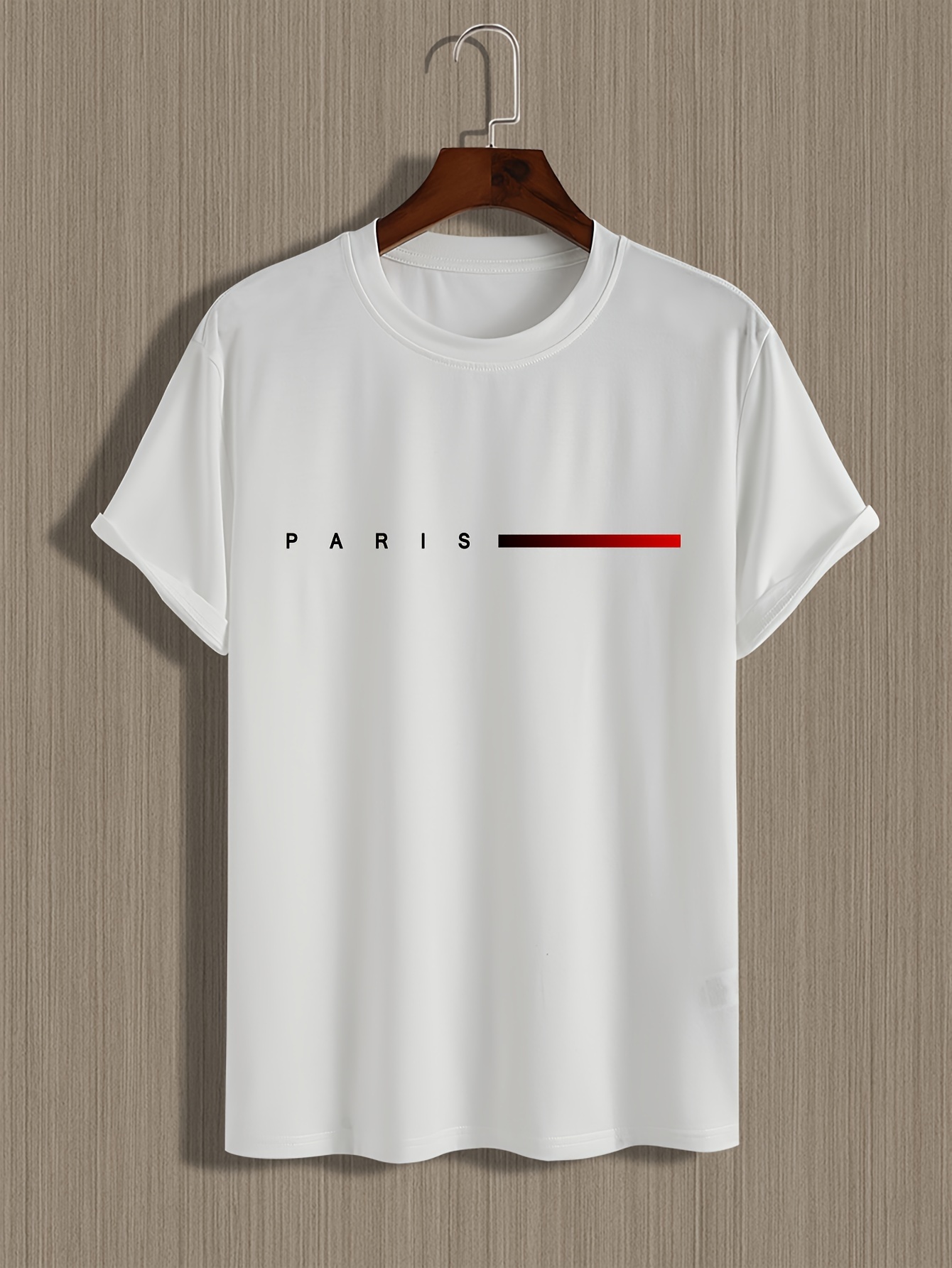 メンズ綿 100% 夏ルーズパリクリエイティブレタープリントカジュアルスリムフィットラウンドネック半袖 Tシャツトップ