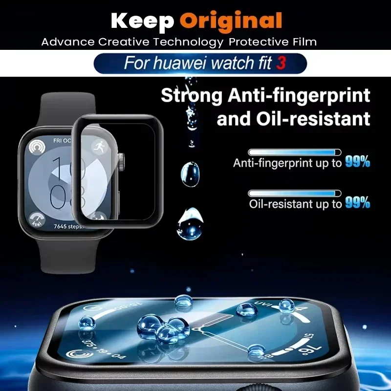 Proteggi schermo per Huawei Watch Fit 3 Proteggi schermo curvo 3D per Huawei Watch Fit3 Pellicola protettiva ultra-HD a copertura totale