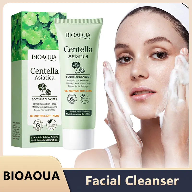 Bioaqua centella asiática limpador facial hidratante controle de óleo limpeza facial espuma de lavagem facial limpador cuidados com a pele