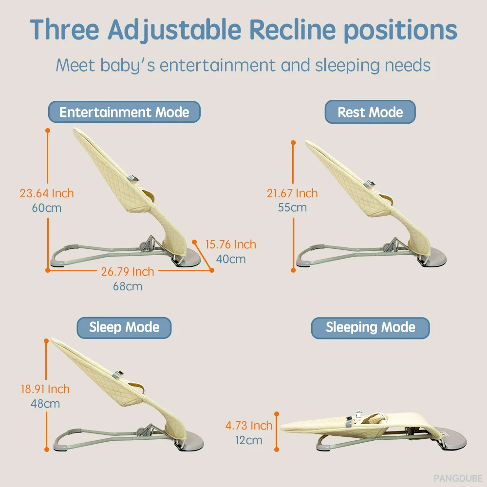 PANGDUBE Portátil Bebê Rocker Infantil Reclinável com Reclinável Ajustável Dobrável Bouncer Recém-nascido Cadeira de Balanço Berço Do Bebê com Brinquedos