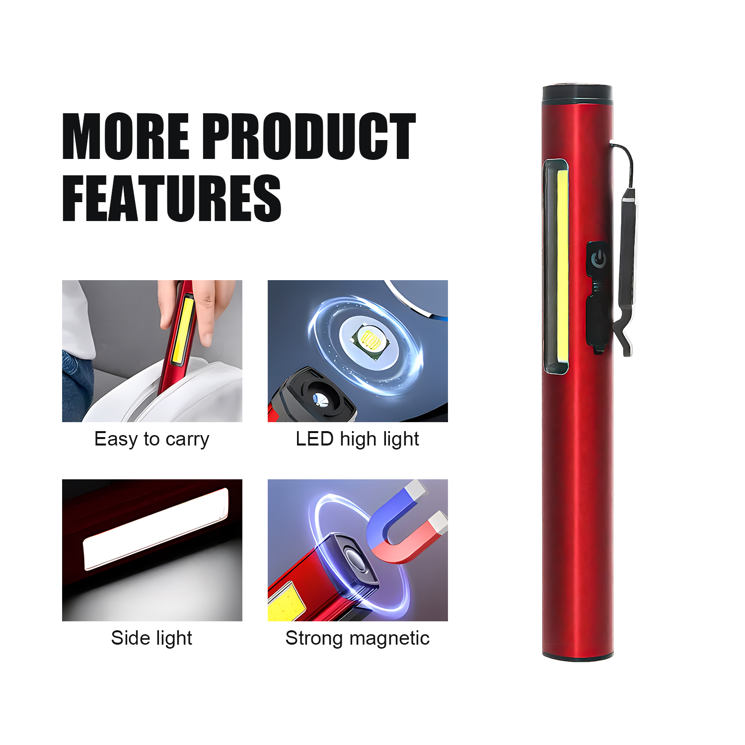 Lampe de poche LED Rechargeable à lumière forte, mince, portable, lampe de travail, éclairage d'urgence extérieur, lumière de commande, lumière à bord pour chapeau