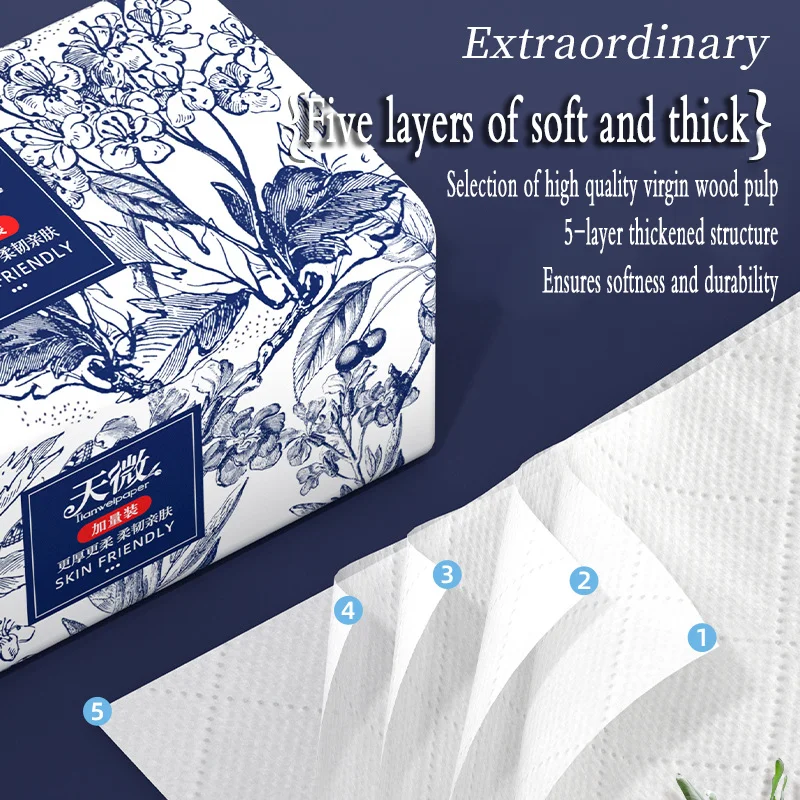 24 packs of drawer paper 5 layer thickened paper towels skin-friendly soft tissue paper napkins napkins household toilet paper