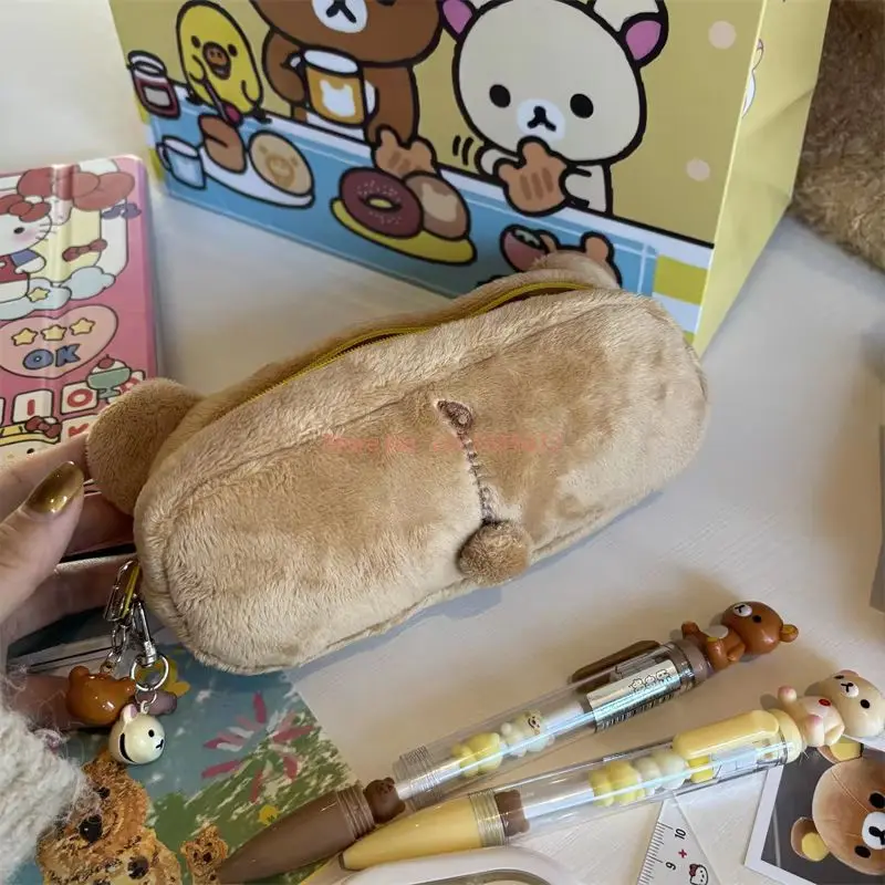 Kawaii Rilakkuma ดินสอสําหรับเด็กผู้หญิงน่ารักการ์ตูนหมีดินสอกระเป๋าปากกากระเป๋าเครื่องเขียนโรงเรียนของขวัญ Ins ร้อน