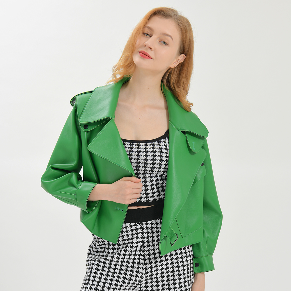 Jaxmonoy-Casaco de pele de carneiro feminino, jaqueta de couro real para senhoras, couro genuíno solto de alta qualidade, nova chegada, moda outono