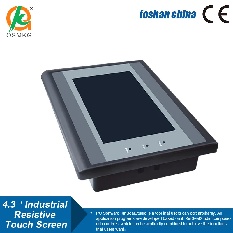 OSM 4.3" TFT LCD Touch Screen Modbus RS485 or 232 or 422 Communication DC10--30V HMI for Industrial Control PLC Programmable