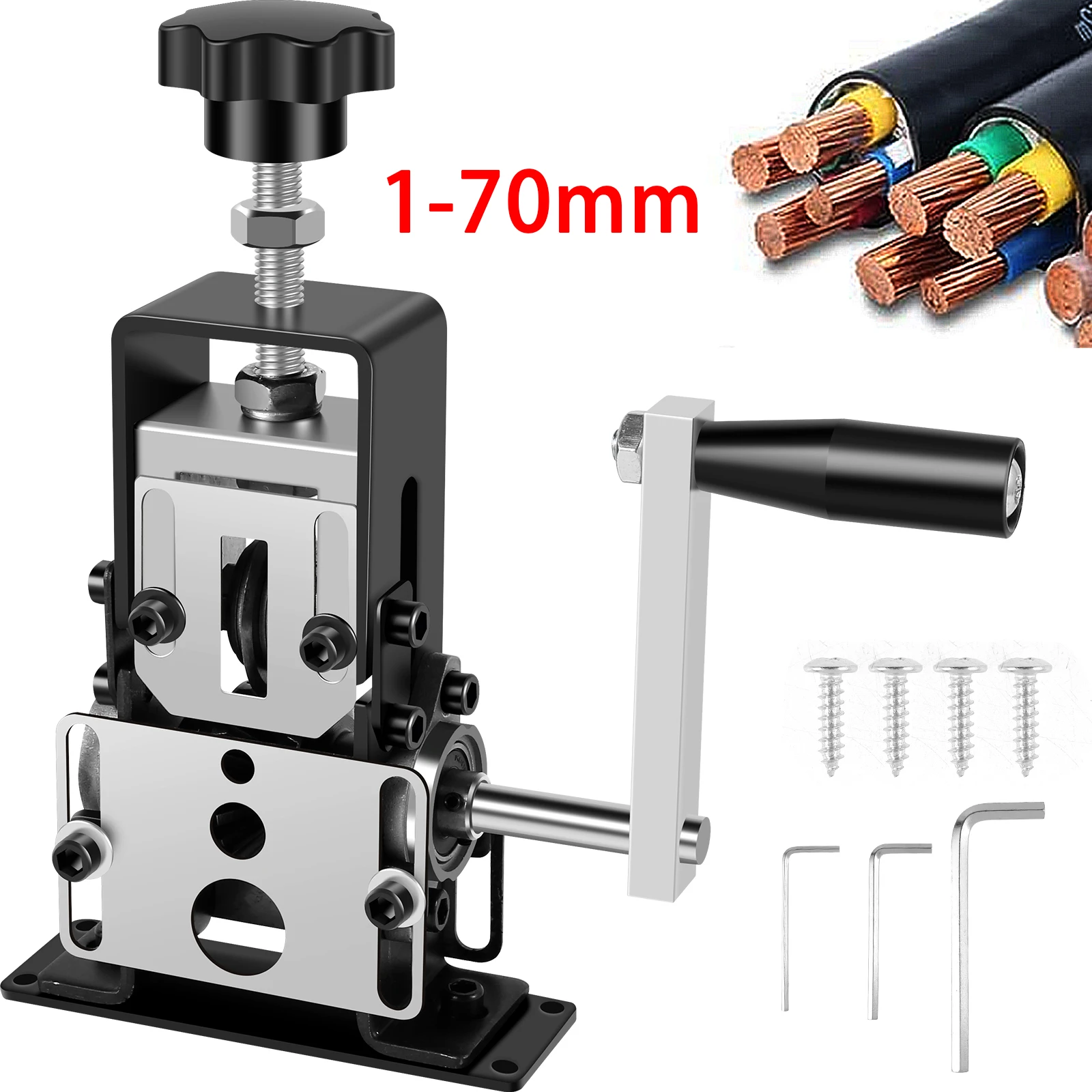 Pelacables Manual de 1-70mm, herramienta de pelado de cables, taladro eléctrico portátil, pelador de alambre de rotura de cobre alimentado, soporte de manivela