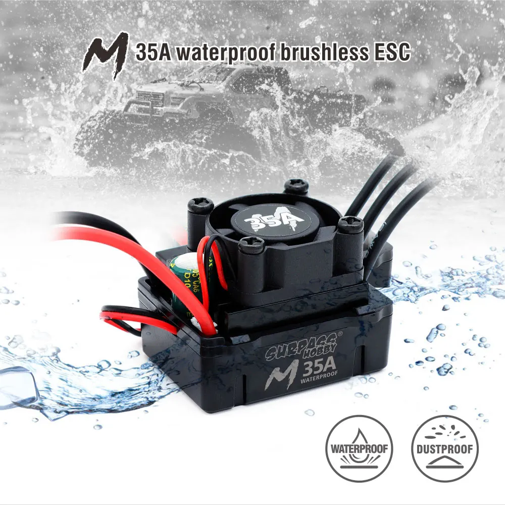 2025 New Surpass Hobby M Series 35A 45A 60A Waterproof ESC 2-3S for 1/10 1/12 1/14 1/16 RC Car F540 3650 Brushless Motor
