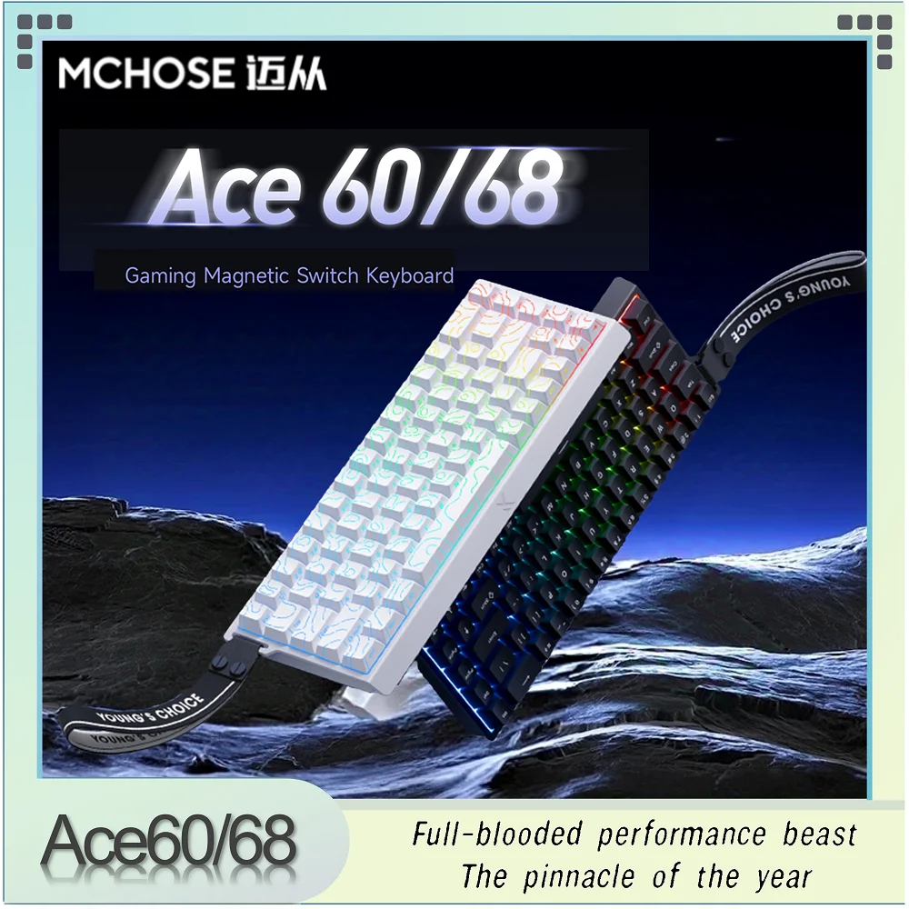 MCHOSE ACE68 Teclado magnético mecánico con cable ACE60 Pro para juegos 0.01mm RapidTrigg 8000Hz SOCD/Rs 0.125ms 128K velocidad de muestreo