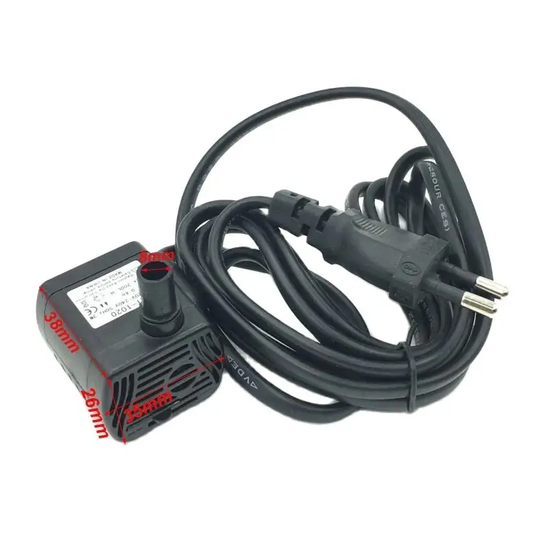 Bomba de água sem escova ultra silenciosa, 3w ac 220v, à prova d'água, mini bomba de fonte para tanque de peixes com taxa de fluxo de água, plugue europeu