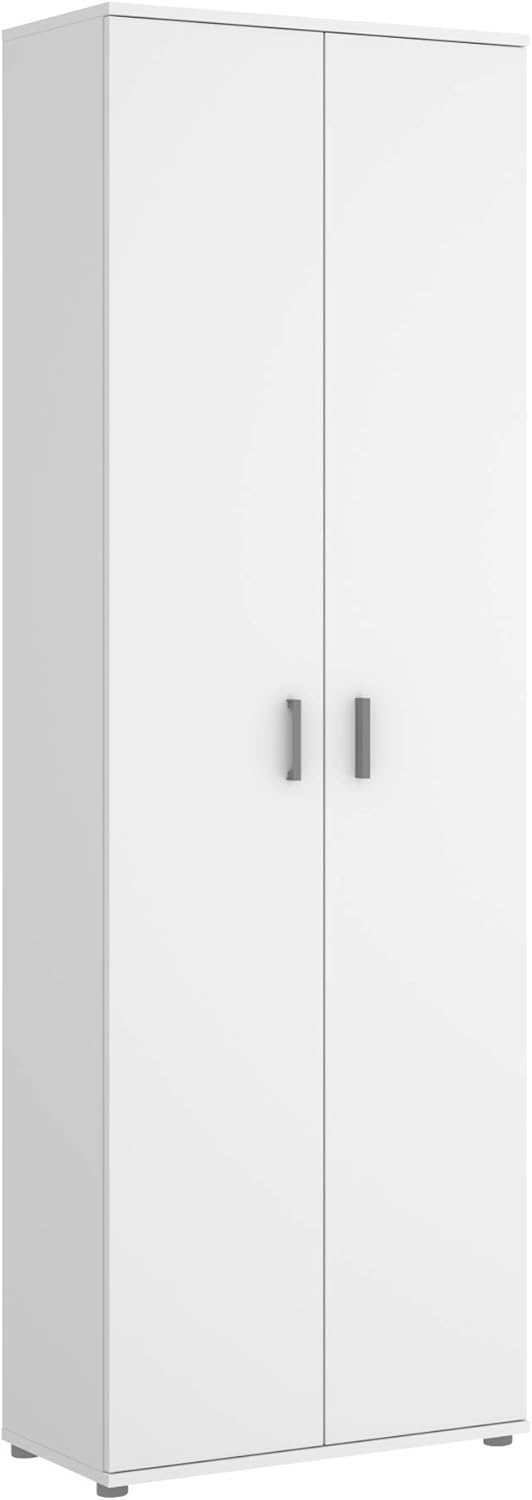 Armario Multiusos 6 estantes, Madera de ingeniería, Blanco, 61x190x35cm