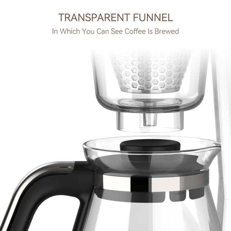 HiBREW 3 in 1 미국 드립 커피 기계 커피 위에 붓기 메이커 유리 찻주전자 뜨거운 차 메이커 750ML H12