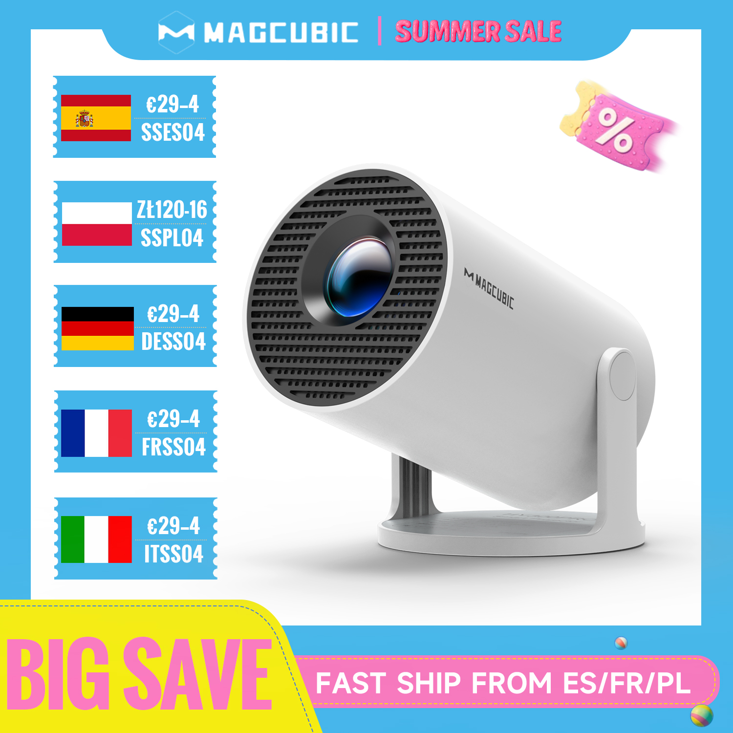 Proyector Magcubic HY300 Pro 4K Android 11 Dual Wifi6 260ANSI Allwinner H713 BT5.0 1080P 1280*720P Proyector de cine en casa para exteriores