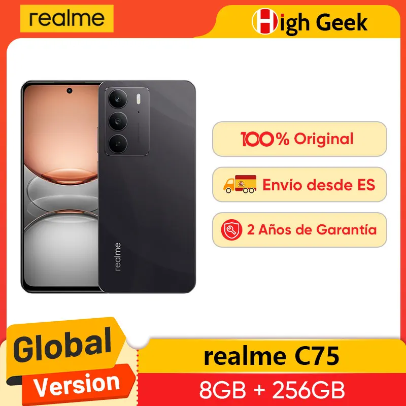 Versione globale realme C75 Smartphone 6,72'' 90Hz FHD Display 50MP AI Fotocamera 5828mAh Batteria 45W Carica IP69 Polvere Resistenza all'acqua