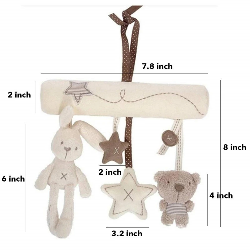 Jouets de Hochet pour Bébé de 0 à 12 Mois, Doux, Lapin, Ours, Poussette, Cloche en Peluche, Beurre