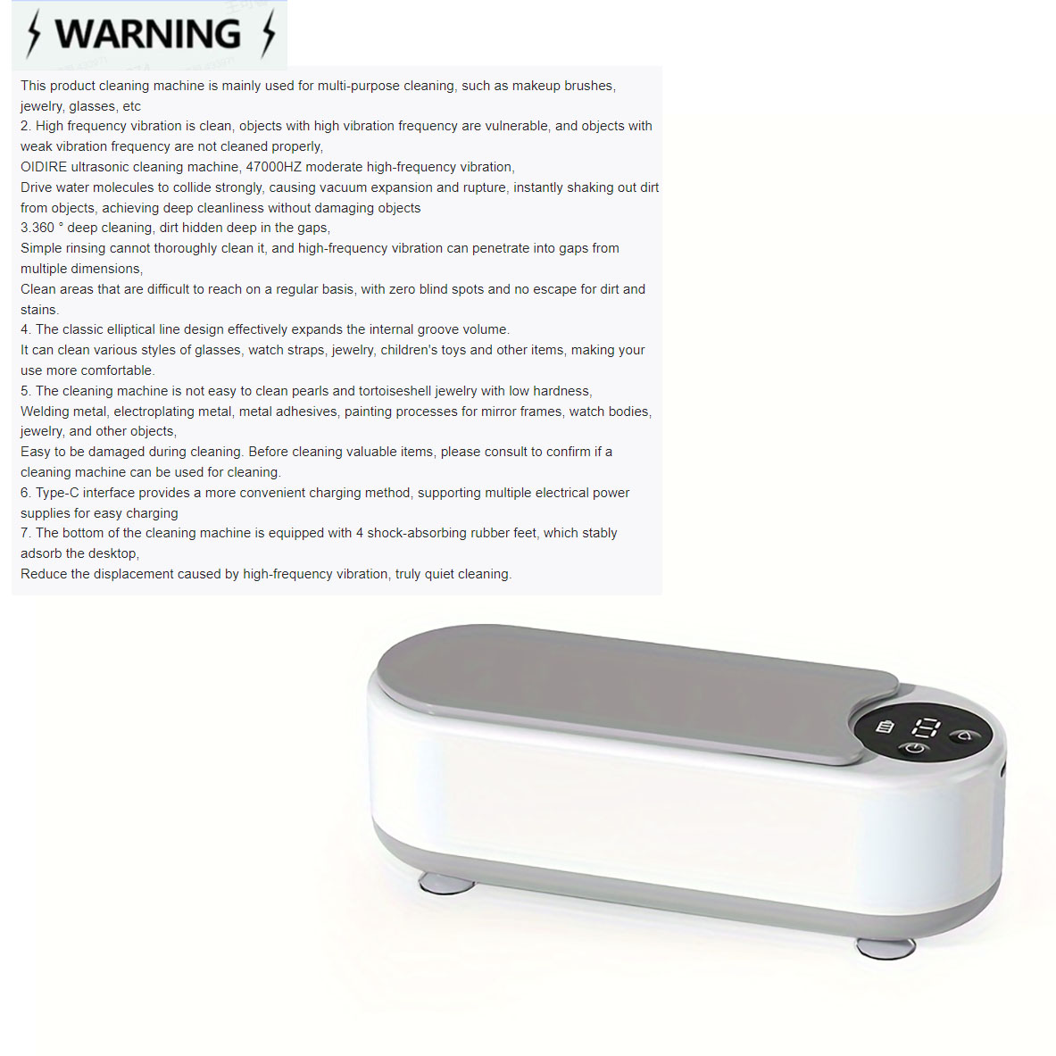 1PC jewelry cleaning machine, jewelry automatic 360 ° deep cleaning tool, ultra portable, USB charging, high-frequency vibration