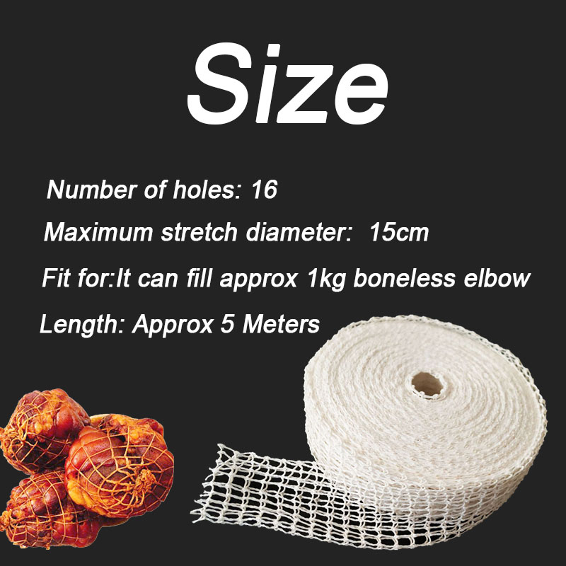 Rollo de red para carne de 3/5/8m, red elástica para salchichas y jamón, red de embalaje para salchichas para perros calientes, accesorios de cocina, red para carne de algodón, herramientas de cocina