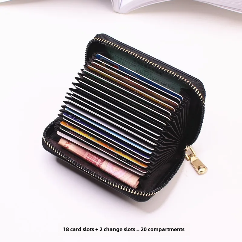 New card holder coin purse women's compact large capacity multi-card slot card holder ultra-thin simple pure color men's driv...