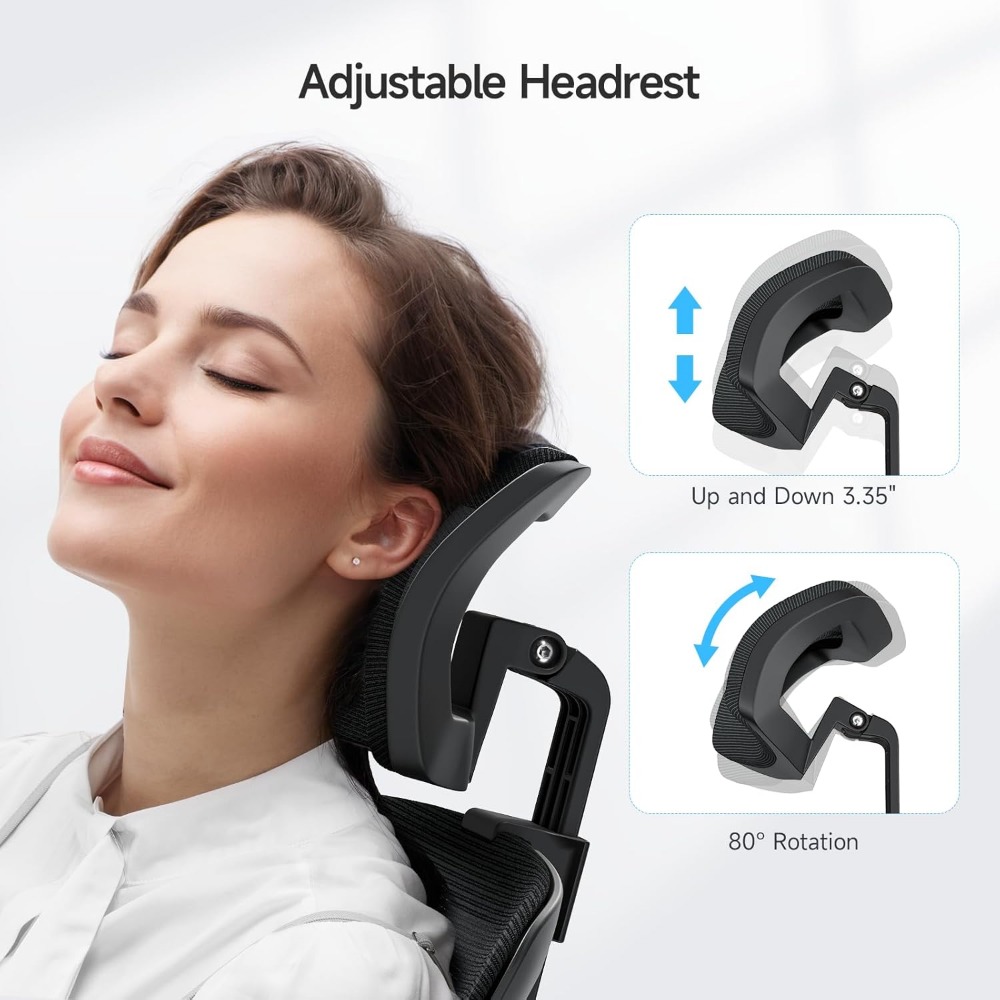Ergonomic Office Chair with 2D Headrest & PU Liftable Arms, High Back Mesh Desk Chair with Tilt Lock Function Office Chairs