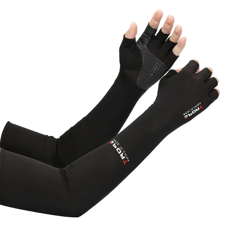 1 Paar Sport Armmouwen Fietsen Hardlopen Vissen Klimmen Arm Cover Zon UV Bescherming Ijs Koele Mouwen 5 Vinger manchet